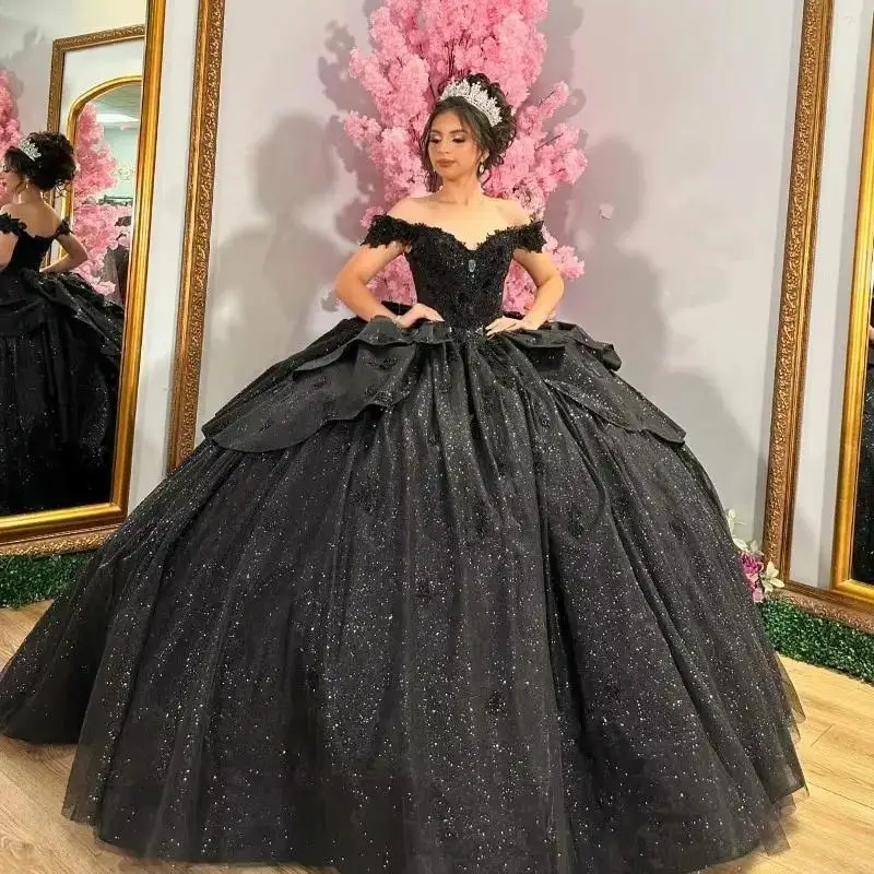 Customized Shiny Black Quinceanera Dresses With Bow Crystal Lace Off-Shoulder Vestidos De 15 Anos Birthday Party Ball Gown
Customized Shiny Black Quinceanera Dresses With Bow Crystal Lace Off-Shoulder Vestidos De 15 Anos Birthday Party Ball Gown