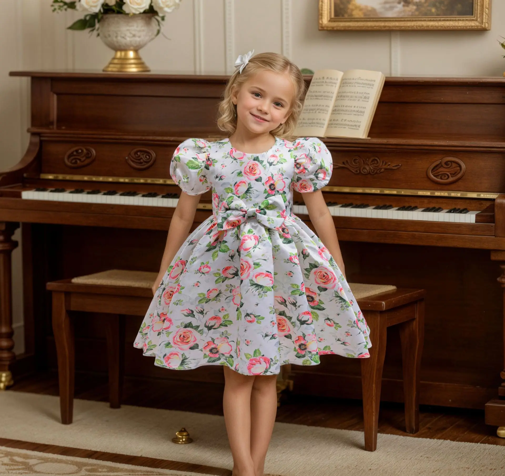 Girls Elegant Dresses Fashion Oil Painting Flower Print Children's Dresses Party Dresses For Girls Puff Sleeve Prom Dress Summer
Girls Elegant Dresses Fashion Oil Painting Flower Print Children's Dresses Party Dresses For Girls Puff Sleeve Prom Dress Summer