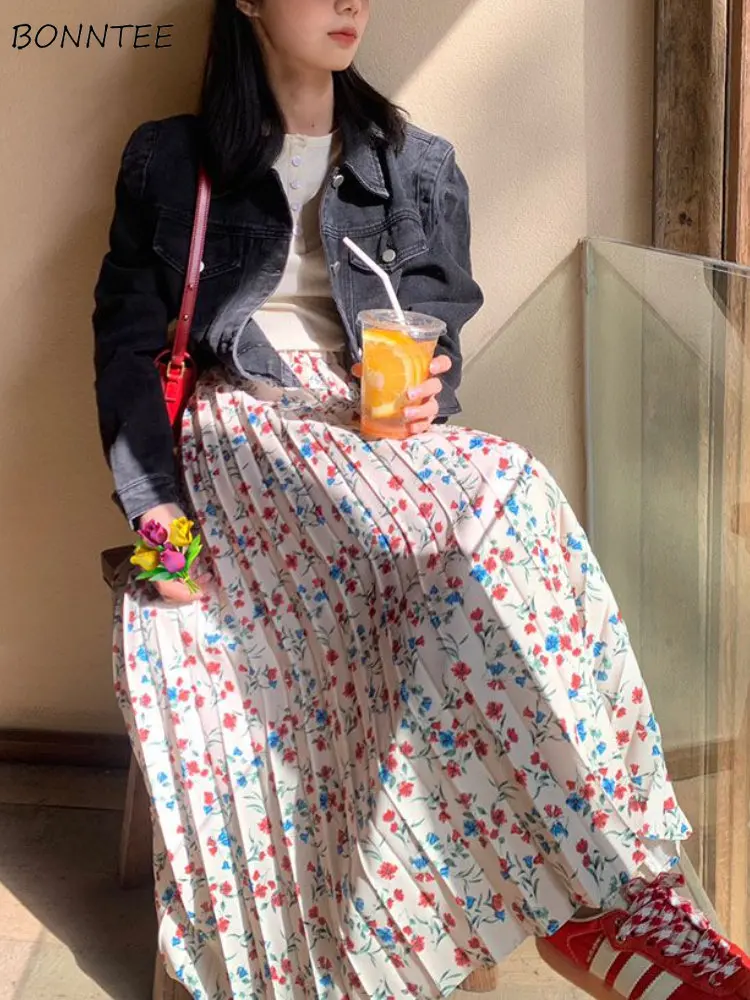 Pleated Floral Skirts Women Loose Vintage Midi Prairie Chic High Waist Fashion Holiday Casual Korean Style Ladies All-match Ins
Pleated Floral Skirts Women Loose Vintage Midi Prairie Chic High Waist Fashion Holiday Casual Korean Style Ladies All-match Ins