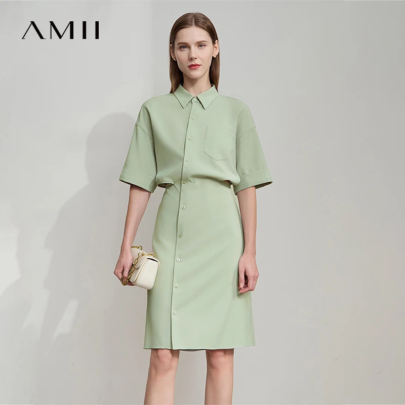 Amii Women's Top Minimalist Summer New Lapel Slightly Elastic Drop Shoulder Sleeve Hollow Mid Length Shirt Style Dress 12542189
Amii Women's Top Minimalist Summer New Lapel Slightly Elastic Drop Shoulder Sleeve Hollow Mid Length Shirt Style Dress 12542189