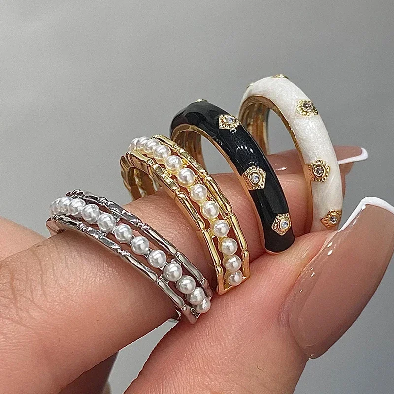 Real 925 Sterling Silver 14K Gold Zircon Pearl Enamel Round Opening Rings for Women Classic Geometric Fine Jewelry Accessory
Real 925 Sterling Silver 14K Gold Zircon Pearl Enamel Round Opening Rings for Women Classic Geometric Fine Jewelry Accessory