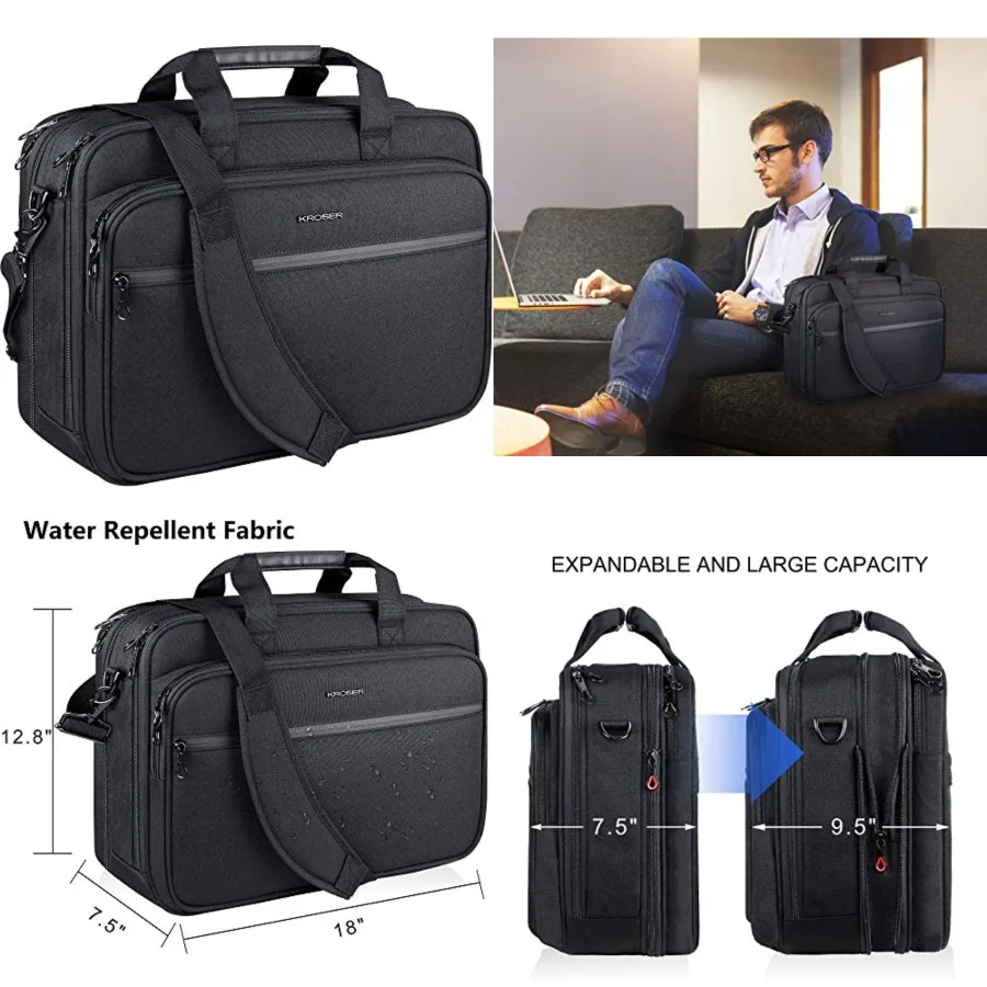 Laptop Bag Premium Laptop Briefcase Fits Up to 17.3 Inch Laptop Expandable Water-Repellent Shoulder Messenger Bag Computer Bag with RFID Pockets for Travel/Business/Men/Women-Black
Laptop Bag Premium Laptop Briefcase Fits Up to 17.3 Inch Laptop Expandable Water-Repellent Shoulder Messenger Bag Computer Bag with RFID Pockets for Travel/Business/Men/Women-Black