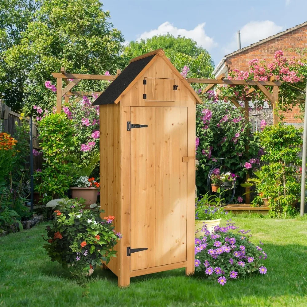 Outdoor Wooden Storage Shed, Garden Shed Outside Tool Cabinet with Safety Latch, Patio Storage Organizer (Teak), Customized
Outdoor Wooden Storage Shed, Garden Shed Outside Tool Cabinet with Safety Latch, Patio Storage Organizer (Teak), Customized