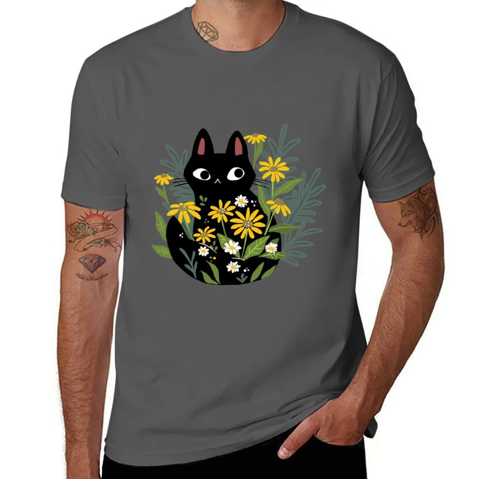 Black cat with flowers T-Shirt man t shirt street wear Funny t-shirts t shirts for men pack
Black cat with flowers T-Shirt man t shirt street wear Funny t-shirts t shirts for men pack