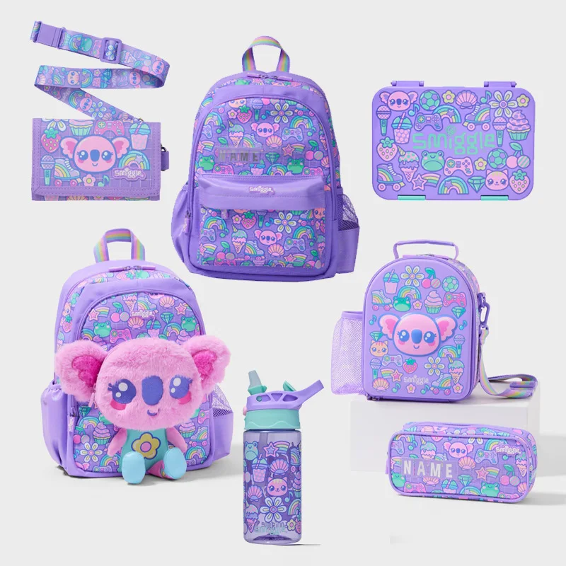 Australian Smiggle Backpack Purple Koala Pattern For Elementary Kindergarten Student Cartoon School Bag Water Cup Lunch Bag
Australian Smiggle Backpack Purple Koala Pattern For Elementary Kindergarten Student Cartoon School Bag Water Cup Lunch Bag