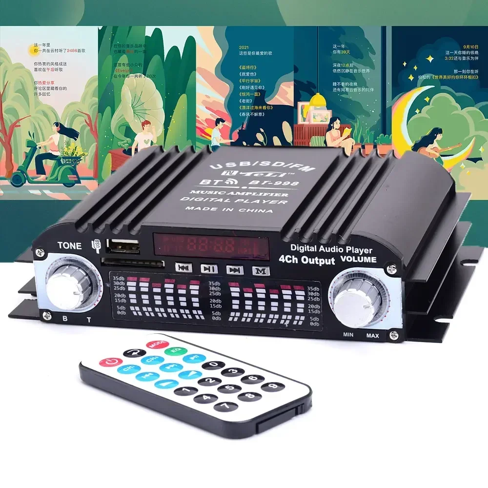 Bluetooth Amplifier HIFI 4-Channel Digital Audio Sound Amp FM Radio MP3 Support USB SD RCA 12V3A Home Audio System Amplifiers
Bluetooth Amplifier HIFI 4-Channel Digital Audio Sound Amp FM Radio MP3 Support USB SD RCA 12V3A Home Audio System Amplifiers