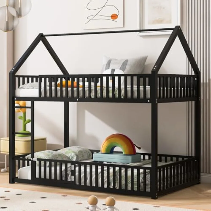Bunk Bed with Door and Fence for Girls, Boys, Metal House Bed Frame w/Guardrail, Ladder for Teenagers Bedroom, Space Saving Des
Bunk Bed with Door and Fence for Girls, Boys, Metal House Bed Frame w/Guardrail, Ladder for Teenagers Bedroom, Space Saving Des