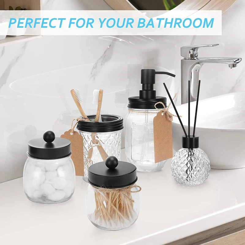 Bathroom Accessories Set 4 Pcs -Lotion Soap Dispenser & 2 Cotton Swab Holders & Toothbrush Holder
Bathroom Accessories Set 4 Pcs -Lotion Soap Dispenser & 2 Cotton Swab Holders & Toothbrush Holder
