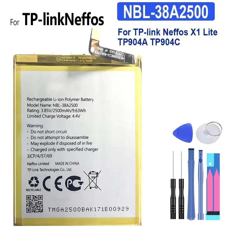 Nbl-38A2500 Аккумулятор для мобильного телефона емкостью 2500 мАч для TP-Link Neffos X1 Lite TP904A TP904C Быстрая зарядка Длительная производительность
Nbl-38A2500 Аккумулятор для мобильного телефона емкостью 2500 мАч для TP-Link Neffos X1 Lite TP904A TP904C Быстрая зарядка Длительная производительность
