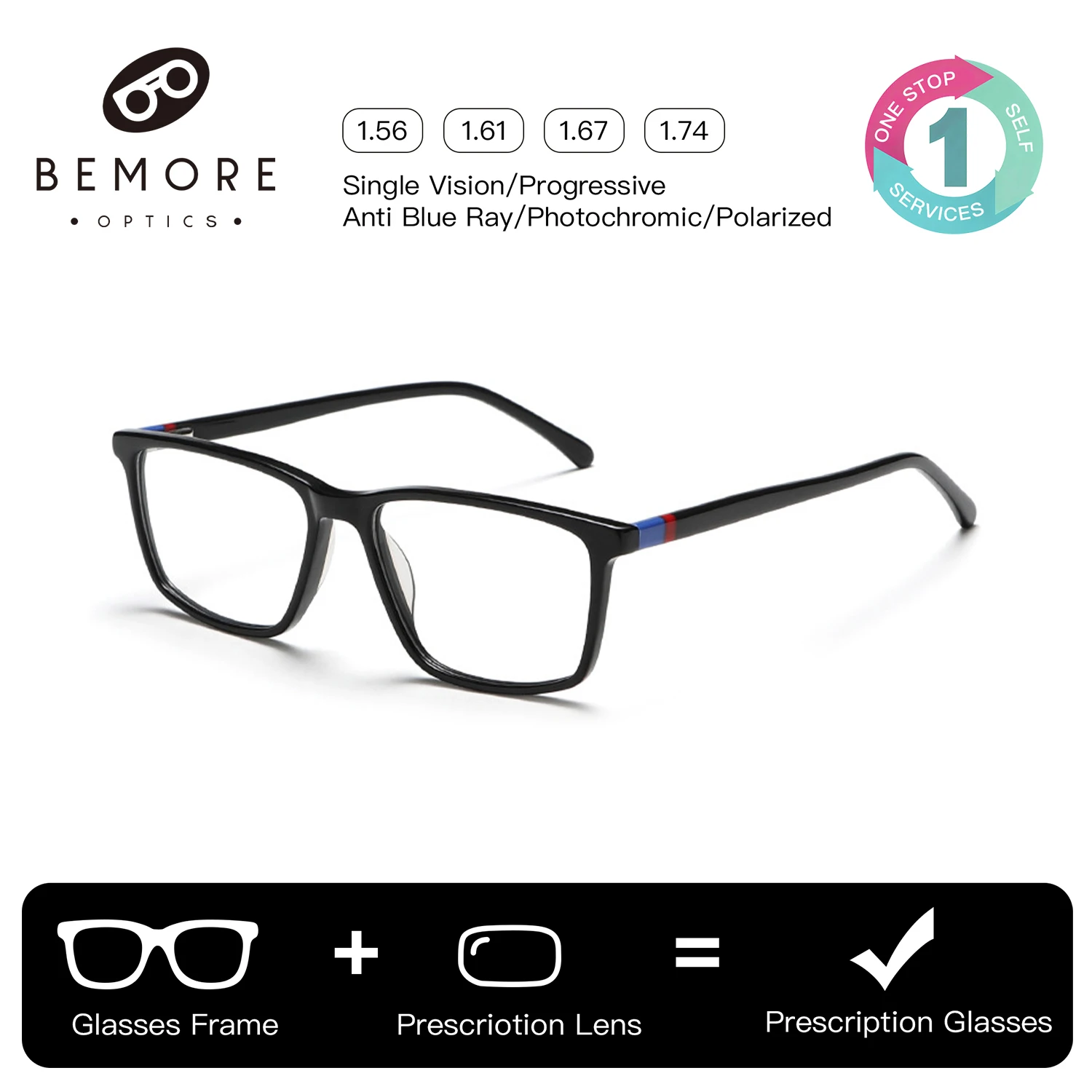 BEMORE Rectangle Acetate Prescription Myopia Glasses for Men Photochromic Anti Blue Light Myopia Optical Eyeglasses
BEMORE Rectangle Acetate Prescription Myopia Glasses for Men Photochromic Anti Blue Light Myopia Optical Eyeglasses