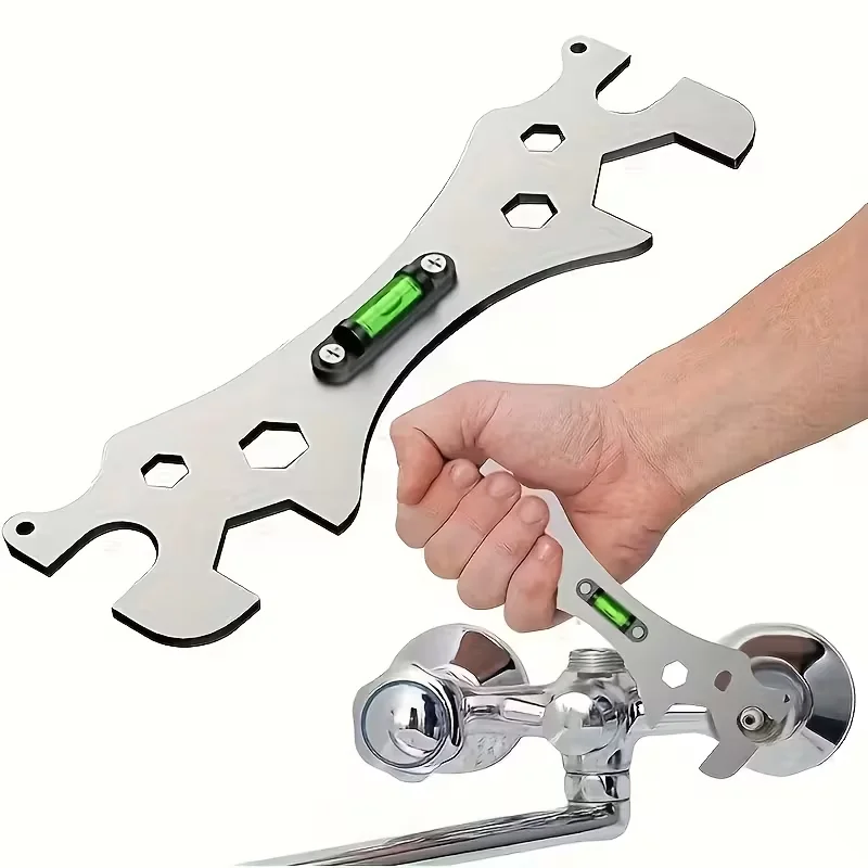 1pc Stainless Steel Shower Installation Wrench,Multi-Functional Hexagonal Level with Curved Foot Ruler,Rust-Proof Plumber's Tool
1pc Stainless Steel Shower Installation Wrench,Multi-Functional Hexagonal Level with Curved Foot Ruler,Rust-Proof Plumber's Tool