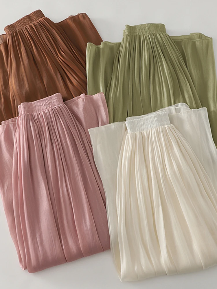 Retro Shiny Wide Leg Pants Skirt Women's Loose Slimming High Waist Draping Casual Pants Summer 2025 Commute Style Straight Leg
Retro Shiny Wide Leg Pants Skirt Women's Loose Slimming High Waist Draping Casual Pants Summer 2025 Commute Style Straight Leg