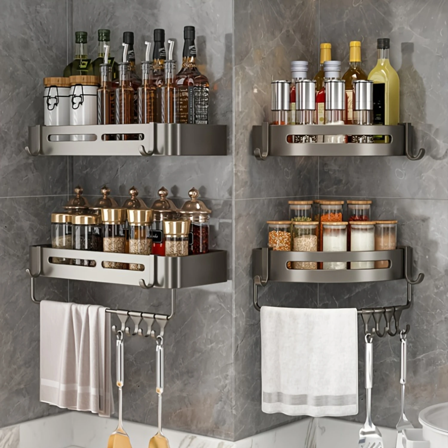 Wall-Mounted Space Aluminum Bathroom Shelf with Triangle Basket - No Drilling Required
Wall-Mounted Space Aluminum Bathroom Shelf with Triangle Basket - No Drilling Required