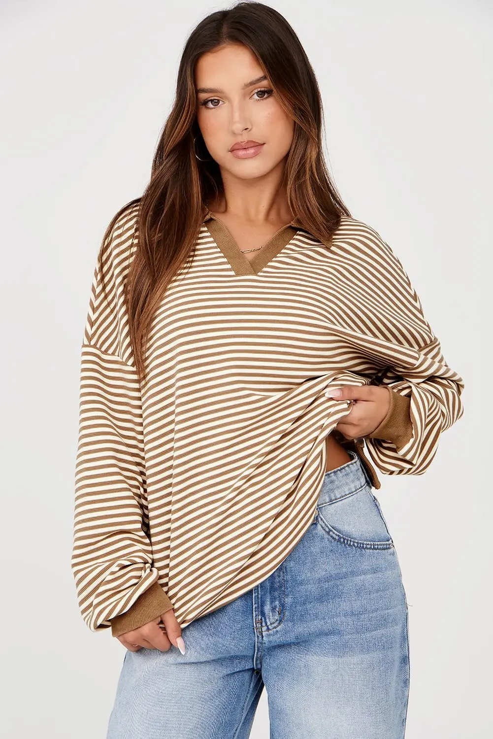 Spring 2025 New Series Retro Color blocked Stripe Basic Long Sleeved Pullover Tops Breathable youthfulness style Tops for Women
Spring 2025 New Series Retro Color blocked Stripe Basic Long Sleeved Pullover Tops Breathable youthfulness style Tops for Women