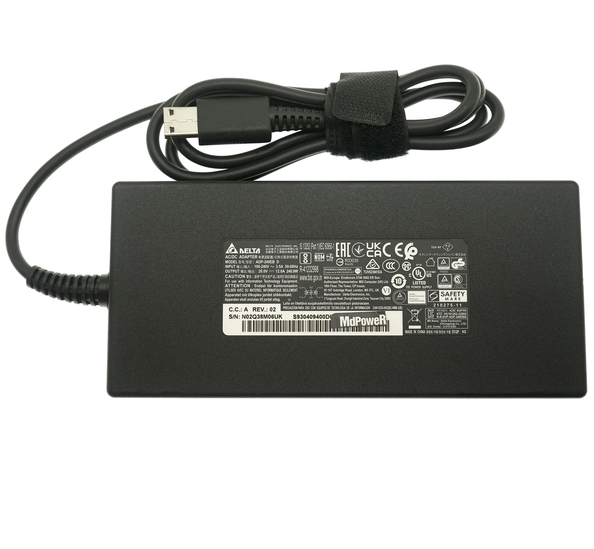 Delta ADP-240EB D 20V 12A 240W AC Adapter Charger for MSI Stealth GS77 12UGS Creator 16 AI Studio A1VHG-072US USB connector
Delta ADP-240EB D 20V 12A 240W AC Adapter Charger for MSI Stealth GS77 12UGS Creator 16 AI Studio A1VHG-072US USB connector