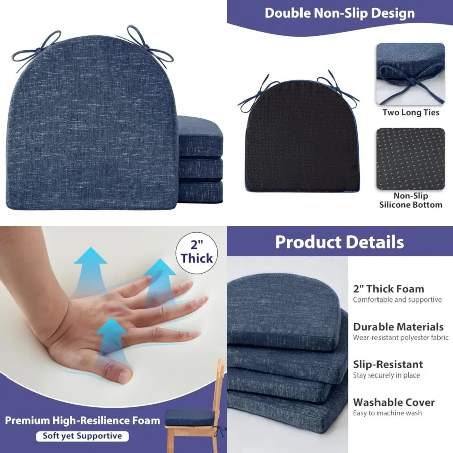 Chair Cushions for Dining Chairs, Kitchen Chair Cushions, 16'' x 16'' x 2'', Non Slip Indoor Seat Cushions, Chair Pads for Dini
Chair Cushions for Dining Chairs, Kitchen Chair Cushions, 16'' x 16'' x 2'', Non Slip Indoor Seat Cushions, Chair Pads for Dini