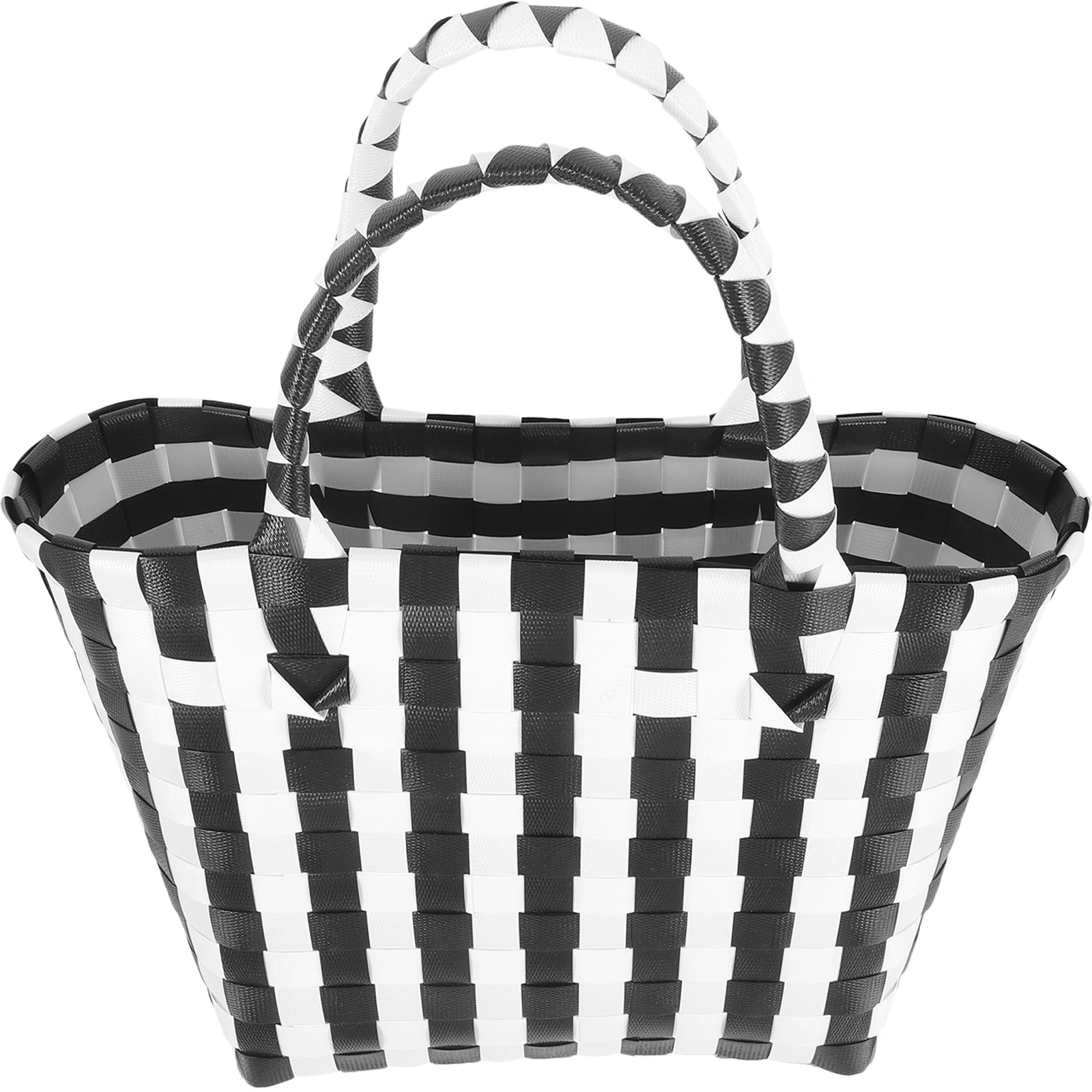 Woven Basket made Tote Black Small Plastic Baskets White Grid M Size Shopping Storage Plastic Fruit Baskets H Gifts Household 
Woven Basket made Tote Black Small Plastic Baskets White Grid M Size Shopping Storage Plastic Fruit Baskets H Gifts Household