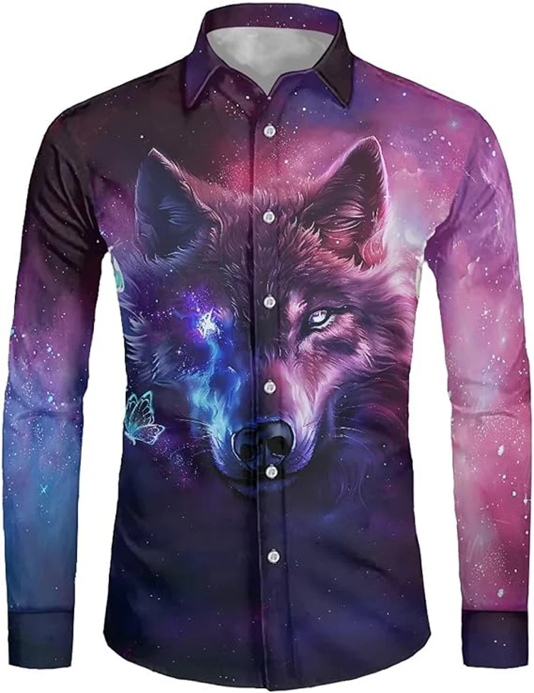 Men's New Wild Wolf Horse Animal 3D Printed Long-sleeved Lapel Holiday Gift Soft Fabric Beach Vacation Outer Shirt for Men
Men's New Wild Wolf Horse Animal 3D Printed Long-sleeved Lapel Holiday Gift Soft Fabric Beach Vacation Outer Shirt for Men