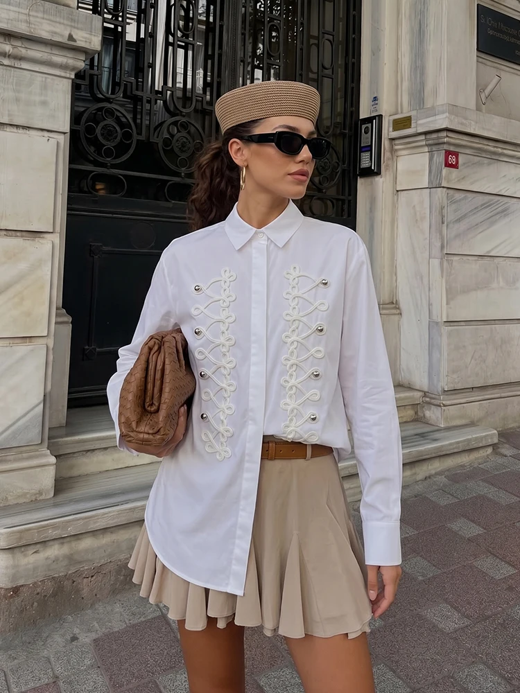 HH Spring Casual Women's White Poplin Shirt 2026 Long Sleeve Lapel Rope Knot Button Top Female Summer Loose Commuter Blouse
HH Spring Casual Women's White Poplin Shirt 2026 Long Sleeve Lapel Rope Knot Button Top Female Summer Loose Commuter Blouse