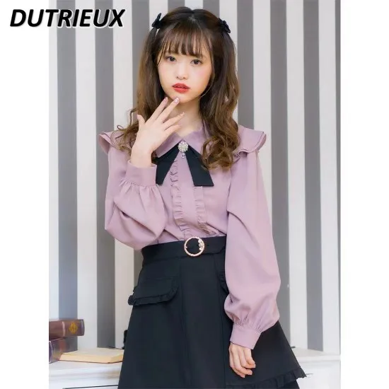 Rojita Japanese Sweet Purple Top Women's Blouse Shirt Doll Collar Lace Up Bow Lolita Long Sleeve Tops Spring Summer Blusas Mujer
Rojita Japanese Sweet Purple Top Women's Blouse Shirt Doll Collar Lace Up Bow Lolita Long Sleeve Tops Spring Summer Blusas Mujer
