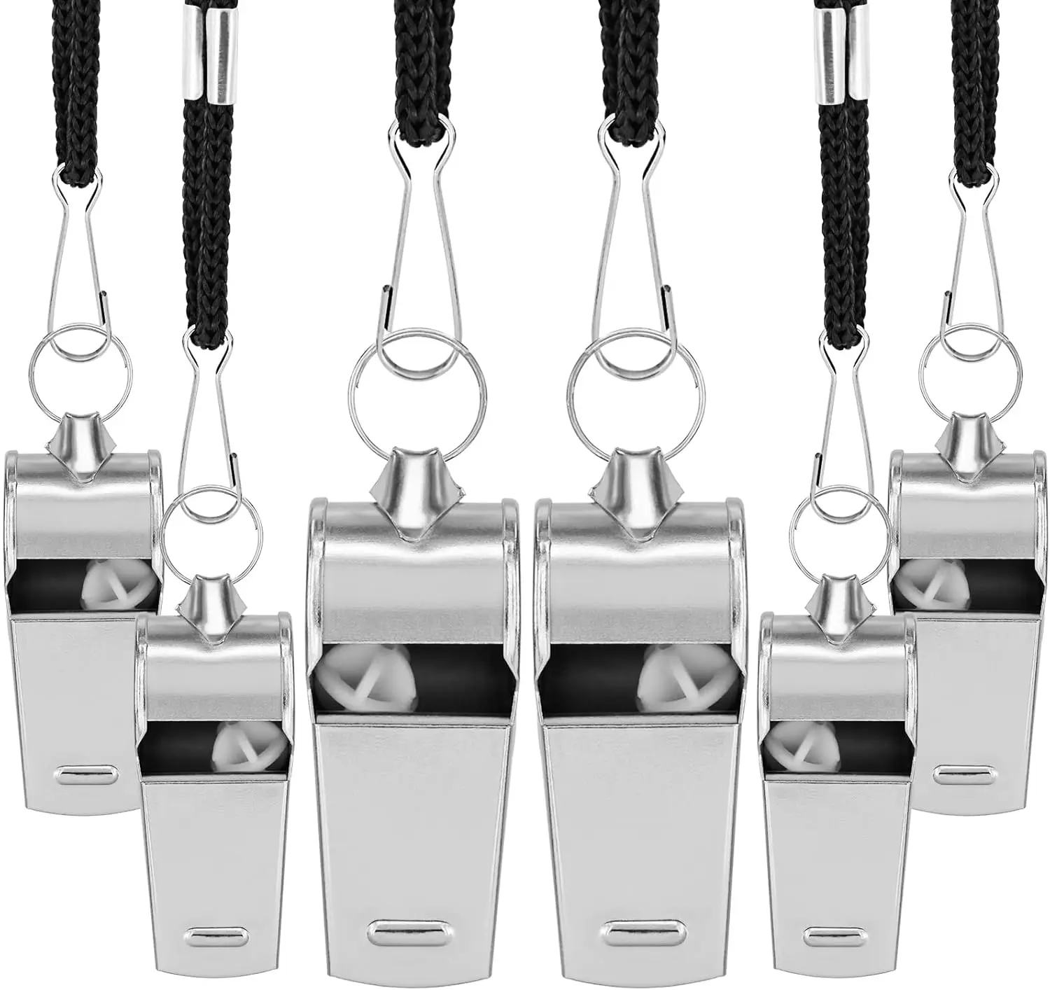 Metal Whistle 6 Pack with Lanyard for Coaches, Teachers, Referees, Sports Training, Pet Training
Metal Whistle 6 Pack with Lanyard for Coaches, Teachers, Referees, Sports Training, Pet Training