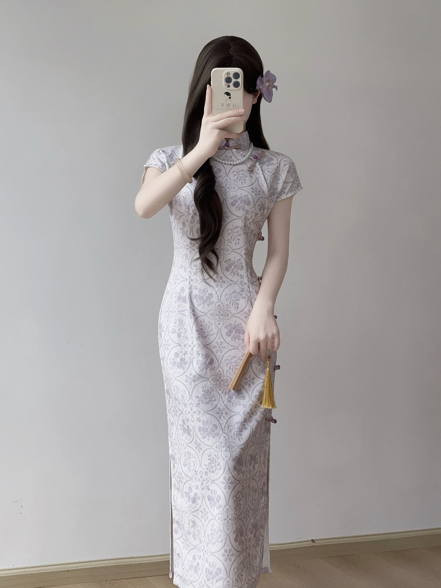 Ting Yue Ling Purple Elegant Slim Fit New Chinese Style High End Dress Daily Wear Low Slit Short Sleeve Long Dress
Ting Yue Ling Purple Elegant Slim Fit New Chinese Style High End Dress Daily Wear Low Slit Short Sleeve Long Dress