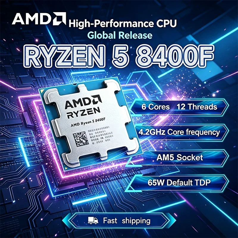 AMD Ryzen 5 8400F 6-Core 12-Thread CPU–5.0GHz AM5 Socket 16MB L3 Cache 4nm 65W TDP DDR5 High Performance Gaming Processor
AMD Ryzen 5 8400F 6-Core 12-Thread CPU–5.0GHz AM5 Socket 16MB L3 Cache 4nm 65W TDP DDR5 High Performance Gaming Processor