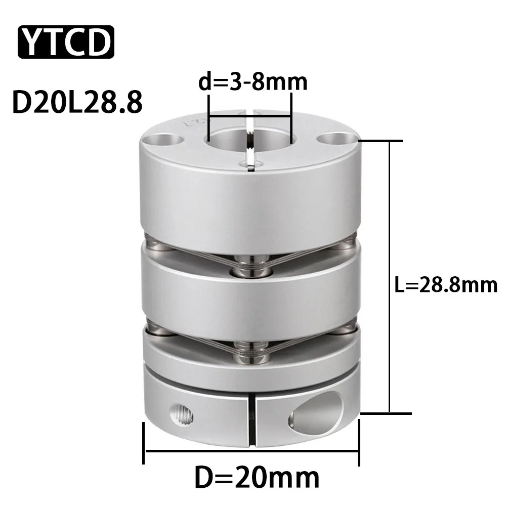 Double Diaphragm Shaft Coupling D20L28.8mm Motor Coupler High Torque Stepper Servo Screw Elasticity Coupler 3 4 5 6 6.35 7 8mm
Double Diaphragm Shaft Coupling D20L28.8mm Motor Coupler High Torque Stepper Servo Screw Elasticity Coupler 3 4 5 6 6.35 7 8mm