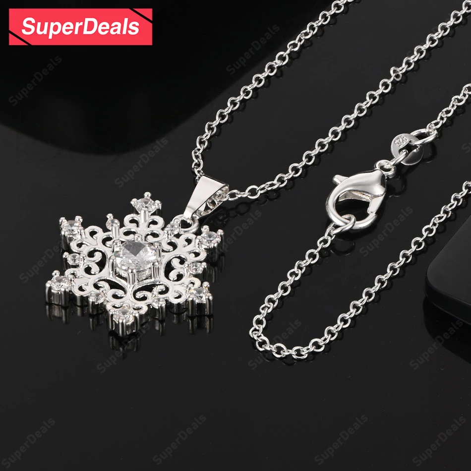 SuperDeals 925 Sterling Silver AAA Zircon Snowflake Pendant Necklace Anniversary Party Fashion Classic Charm Jewelry Chain
SuperDeals 925 Sterling Silver AAA Zircon Snowflake Pendant Necklace Anniversary Party Fashion Classic Charm Jewelry Chain