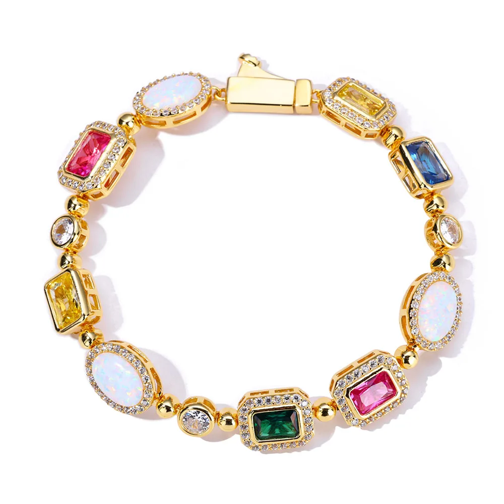 18k Gold Plated Multi Color Bracelet Geometric Cut Cubic Zirconia Women Fashion Bracelet Luxury Opal Diamond Chain
18k Gold Plated Multi Color Bracelet Geometric Cut Cubic Zirconia Women Fashion Bracelet Luxury Opal Diamond Chain