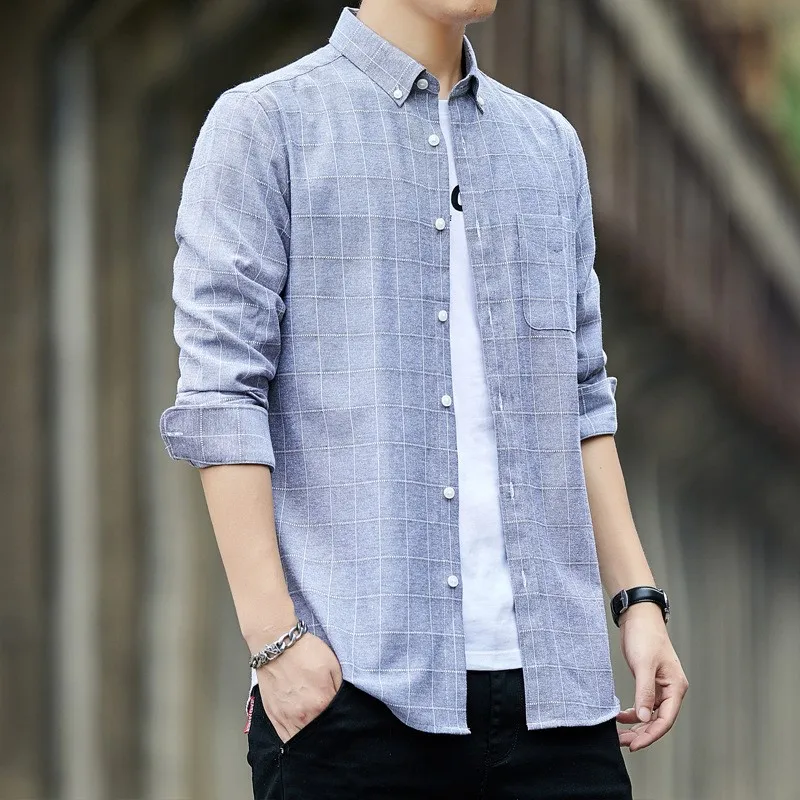 Men Oxford Long Sleeve Tee Shirt Youth Leisure Slim Fit Korean Fashion Grid Blouse Luxury Elegant Shirts For Men Clothing NS5777
Men Oxford Long Sleeve Tee Shirt Youth Leisure Slim Fit Korean Fashion Grid Blouse Luxury Elegant Shirts For Men Clothing NS5777