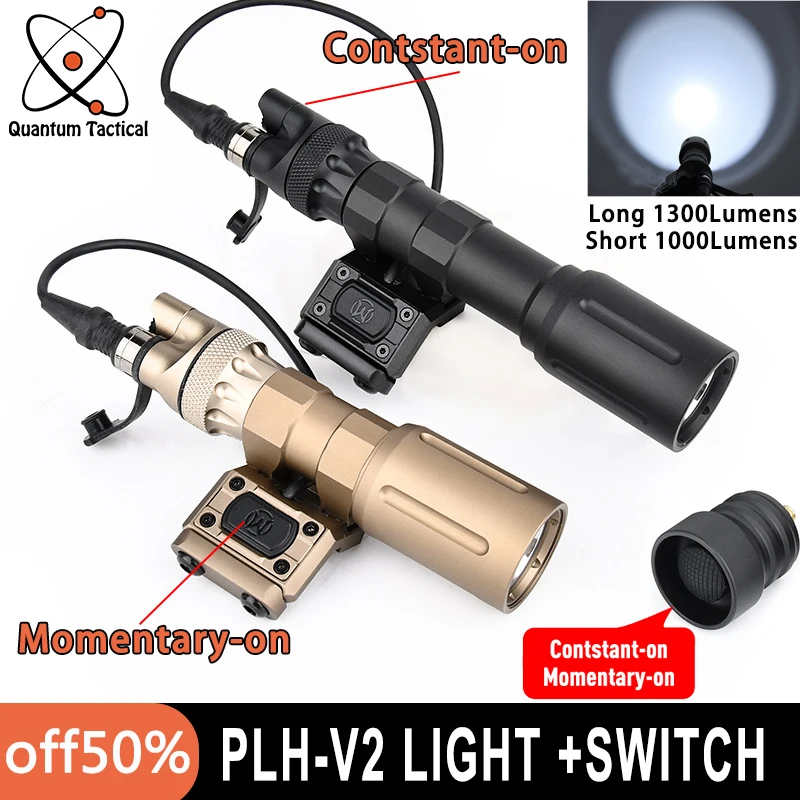 Tactical PLH-V2 Flashlight LED1300LM High Power Weapon Scout Light Dual Pressure Switch Fit 20MM Rail Hunting Airsoft M300 M600
Tactical PLH-V2 Flashlight LED1300LM High Power Weapon Scout Light Dual Pressure Switch Fit 20MM Rail Hunting Airsoft M300 M600