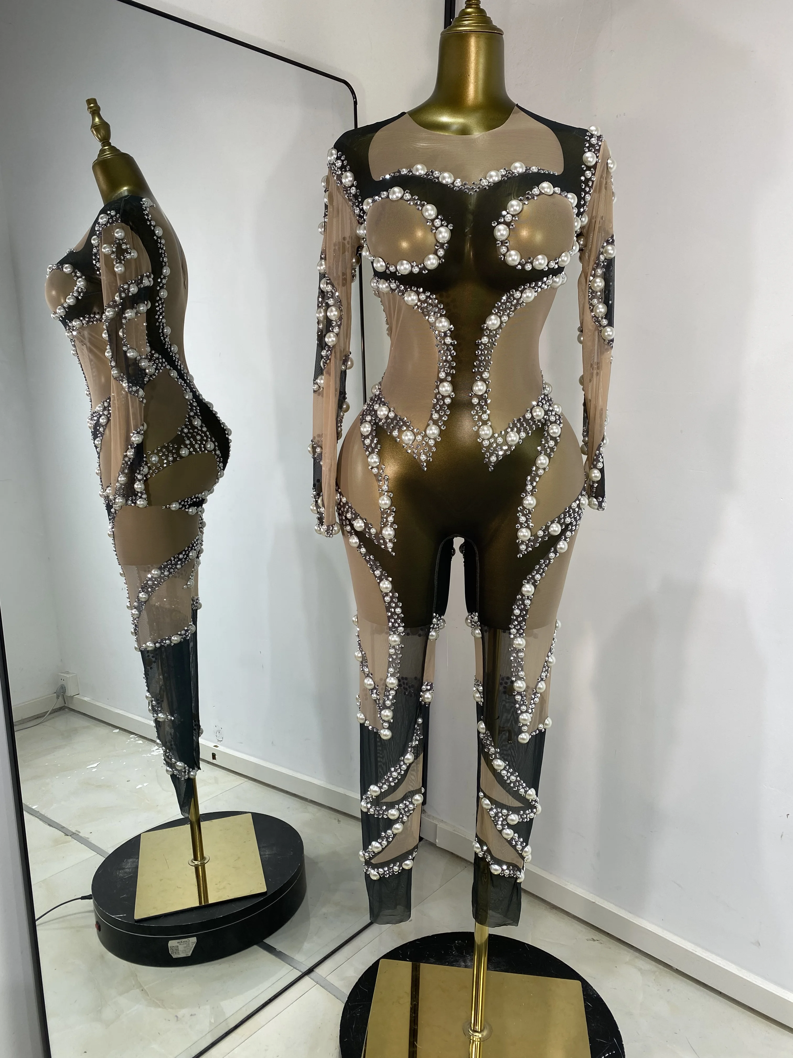 Special Occassion Jumpsuit Dress Women Long Sleeve Pearls Rhinestones Printed Bodysuits Cosplay Evening Party Stage Costumes
Special Occassion Jumpsuit Dress Women Long Sleeve Pearls Rhinestones Printed Bodysuits Cosplay Evening Party Stage Costumes