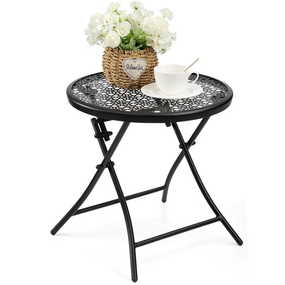 Folding Outdoor Side Tables, Anti Rust Small Patio Table Round Metal Nightstand With Flower Cutouts For Porch Yard Balcony De
Folding Outdoor Side Tables, Anti Rust Small Patio Table Round Metal Nightstand With Flower Cutouts For Porch Yard Balcony De