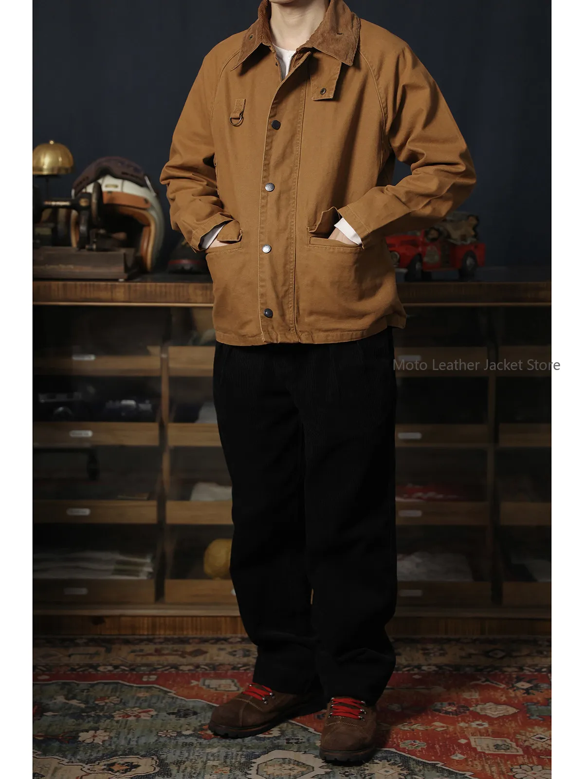 Fishing Jacket Retro Washed Canvas Corduroy Lapel Outdoor Hunting Raglan Sleeve Work Fishing Jacket
Fishing Jacket Retro Washed Canvas Corduroy Lapel Outdoor Hunting Raglan Sleeve Work Fishing Jacket