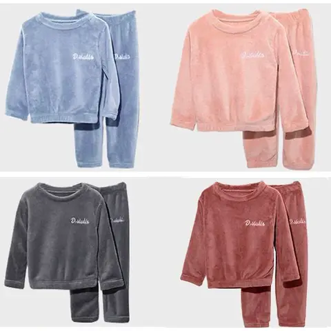 Winter Warm Flannel Pajamas for Teens Girls Clothes Plush Velvet Children's Pajamas Cartoon Sleepwear Pyjamas Kids Night Suit