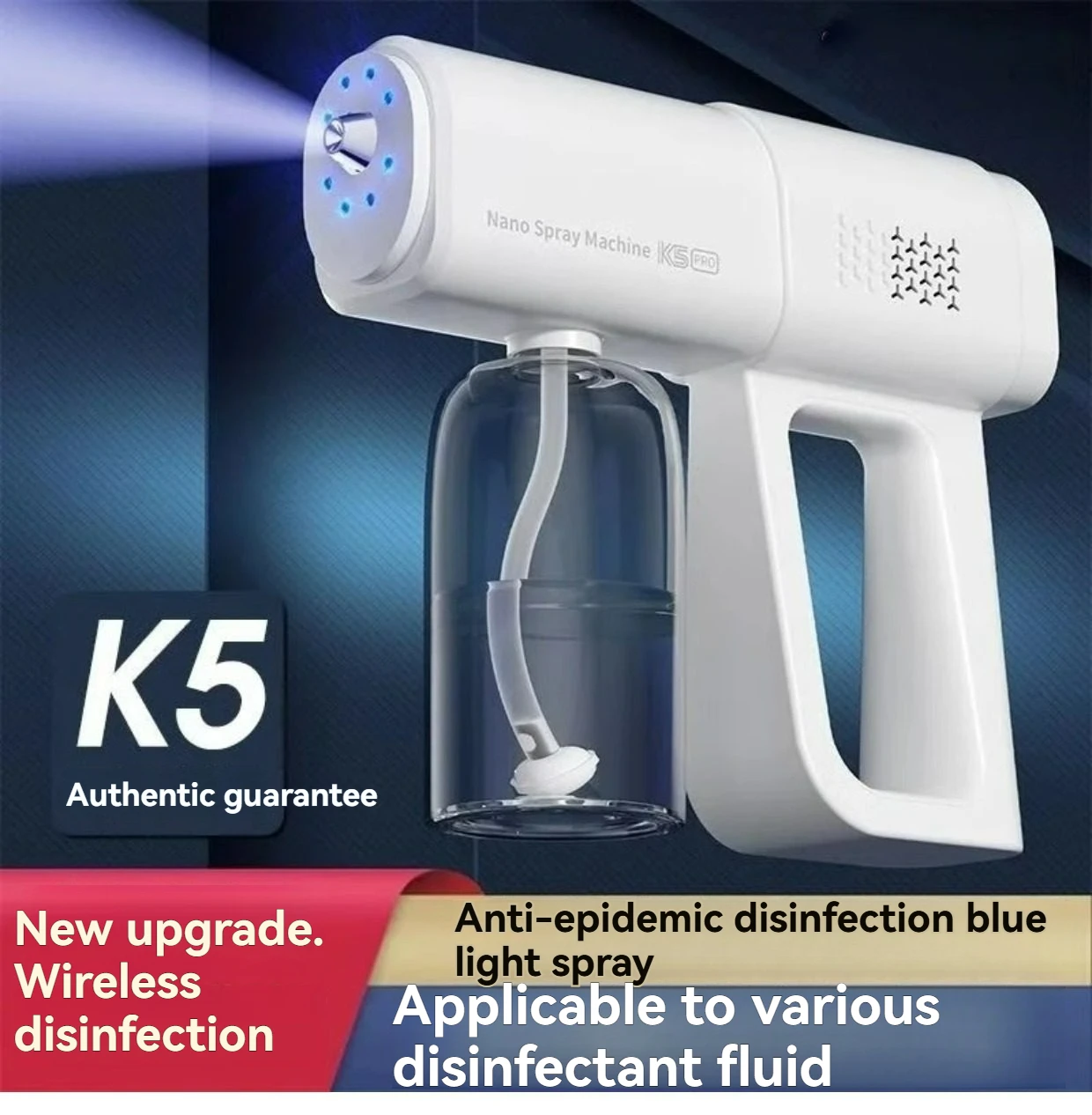 Hit electric nano blue light steam spray gun K5 wireless atomizing sterilizer C-type atomized household handheld BHL1233-cat
Hit electric nano blue light steam spray gun K5 wireless atomizing sterilizer C-type atomized household handheld BHL1233-cat