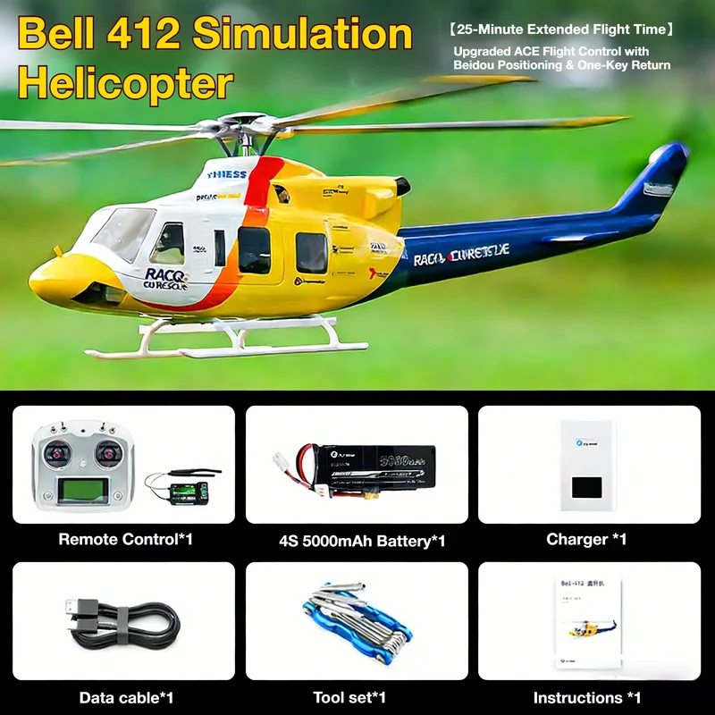 FLYWING Class 470 Bell412 Simulated Remote Control Helicopter ACE Flight Control Self-Stabilizing One-Key Return Bell 412 RTF
FLYWING Class 470 Bell412 Simulated Remote Control Helicopter ACE Flight Control Self-Stabilizing One-Key Return Bell 412 RTF
