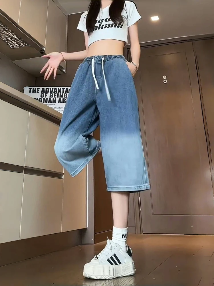 Waed adient Denim Men's Summer High Street Vibe Casual Mid-Waist Straight Leg Wide Leg Eighteen Pants Breathable Loose Fit
Waed adient Denim Men's Summer High Street Vibe Casual Mid-Waist Straight Leg Wide Leg Eighteen Pants Breathable Loose Fit