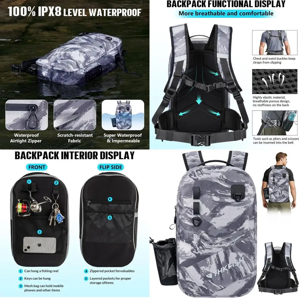 Waterproof IPX8 Fishing Backpack with Rod Holder, Lightweight Sling Bag for Men, Ideal Fishing Gift
Waterproof IPX8 Fishing Backpack with Rod Holder, Lightweight Sling Bag for Men, Ideal Fishing Gift