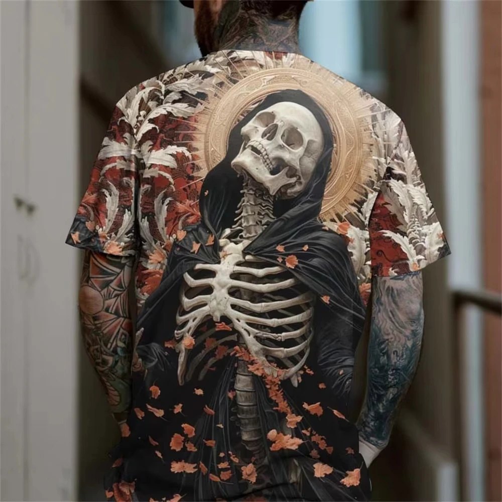 Gothic Style Men's T-Shirt Horror Skull Pattern Vintage Short Sleeve Top For Men Women Summer Daily Trend Street Round Neck Tees
Gothic Style Men's T-Shirt Horror Skull Pattern Vintage Short Sleeve Top For Men Women Summer Daily Trend Street Round Neck Tees