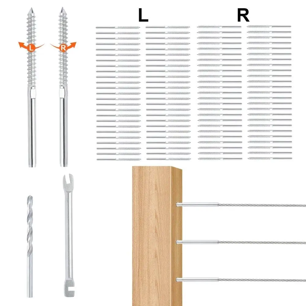 for 1 2 Pack for 1 /8 Deck Cable Railing Tension End Fitting Swage Threaded Stud Terminal Stainless Steel for wood Metal Post
for 1 2 Pack for 1 /8 Deck Cable Railing Tension End Fitting Swage Threaded Stud Terminal Stainless Steel for wood Metal Post