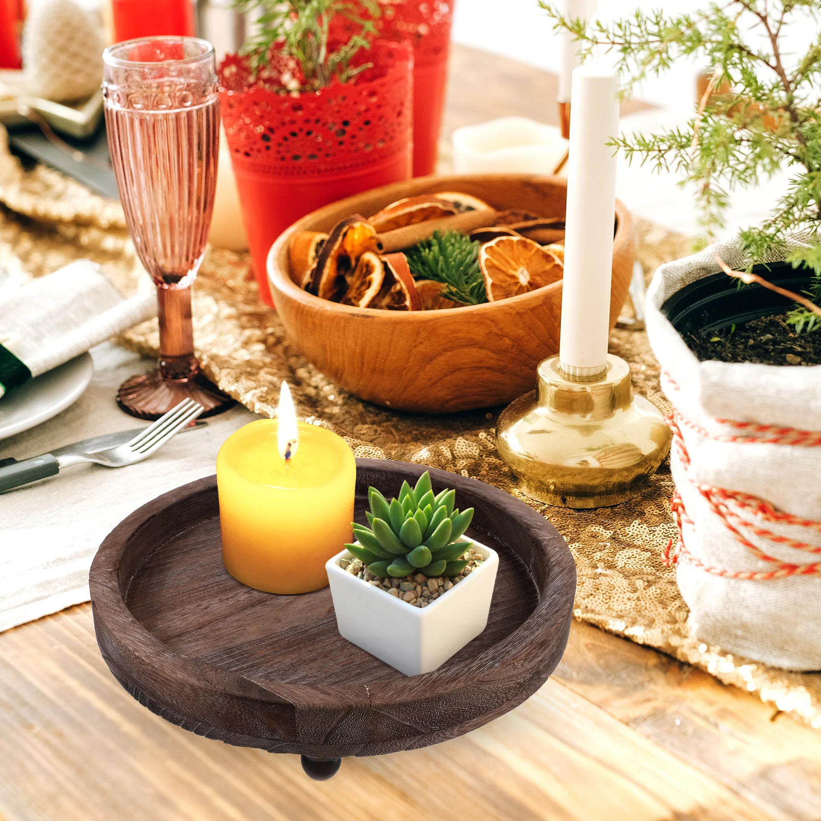 Wooden Vintage Rustic Home Decor Centerpiece Wood Candlestick Holder Tray for Perfume Vase Ornaments for Wedding
Wooden Vintage Rustic Home Decor Centerpiece Wood Candlestick Holder Tray for Perfume Vase Ornaments for Wedding