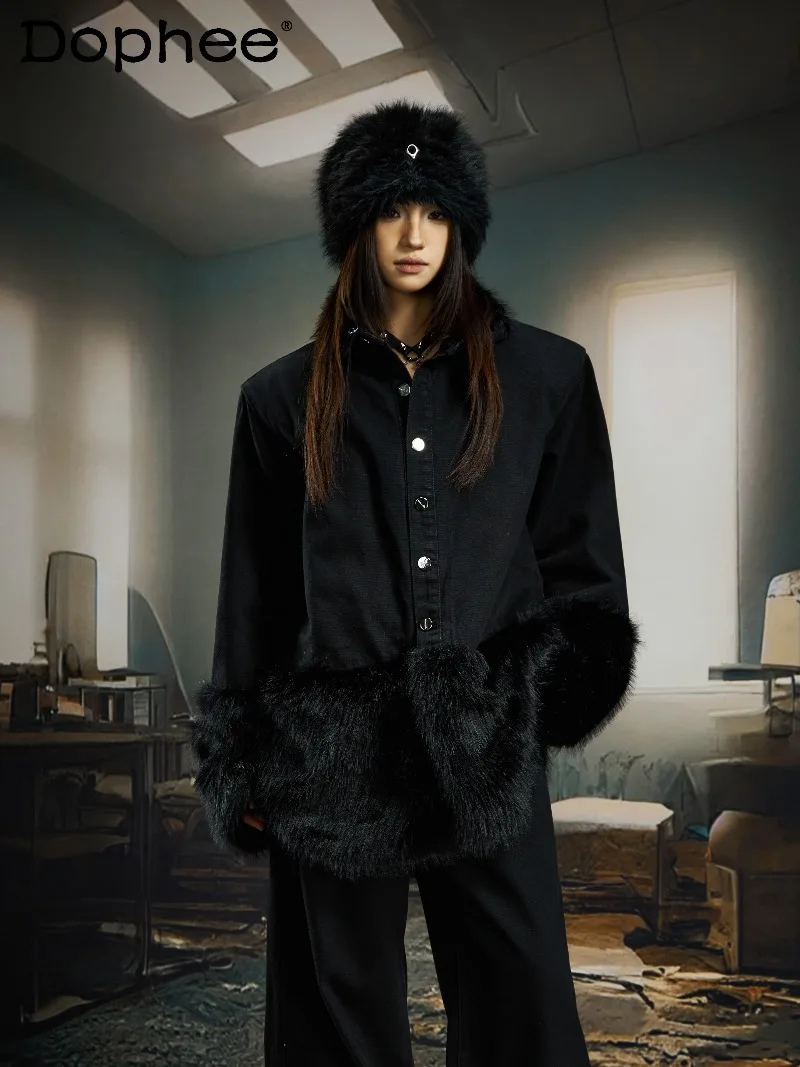 Fashion Trend Unique Design Patchwork Furry Loose Cotton-Padded Denim Jacket Youth Popular Stylish Men Thickened Warm Jacket
Fashion Trend Unique Design Patchwork Furry Loose Cotton-Padded Denim Jacket Youth Popular Stylish Men Thickened Warm Jacket