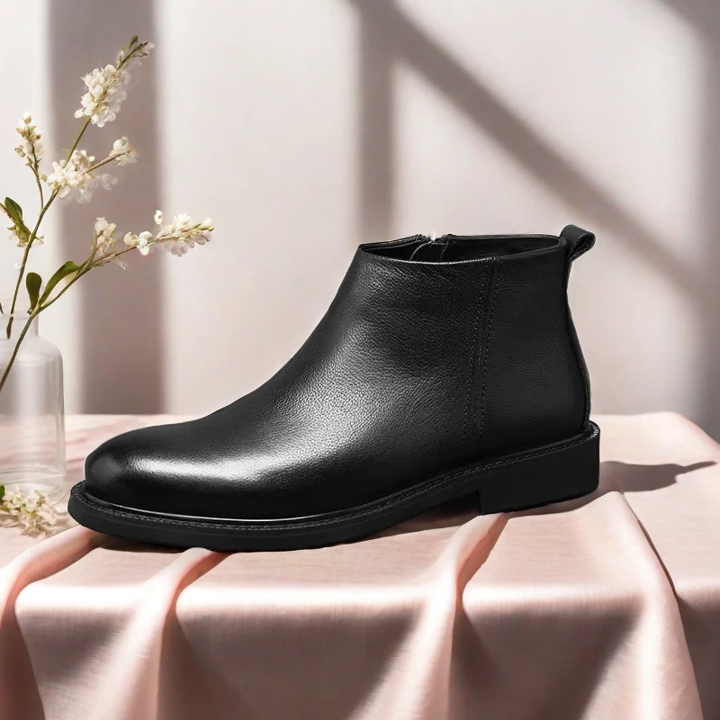 Men's Chelsea Boots European Style Winter Plush Shoes Leather Upper round Toe Low Heel Comfortable Rubber Sole Boots
Men's Chelsea Boots European Style Winter Plush Shoes Leather Upper round Toe Low Heel Comfortable Rubber Sole Boots