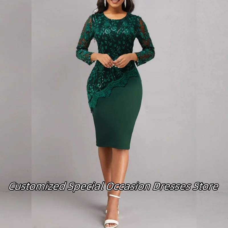 Green Lace Applique Formal Evening Dress For Women Knee-Length Mother Dress Wedding Party Dresses Mermaid Prom Gowns Customized
Green Lace Applique Formal Evening Dress For Women Knee-Length Mother Dress Wedding Party Dresses Mermaid Prom Gowns Customized