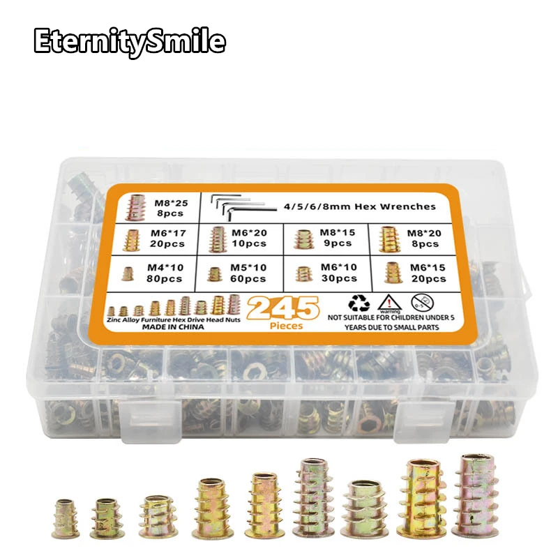 245pcs M6 M8 Insert Brass Nut Hot Melt Knurled Thread Heat Inserts Embedment Copper Nut Kit
245pcs M6 M8 Insert Brass Nut Hot Melt Knurled Thread Heat Inserts Embedment Copper Nut Kit