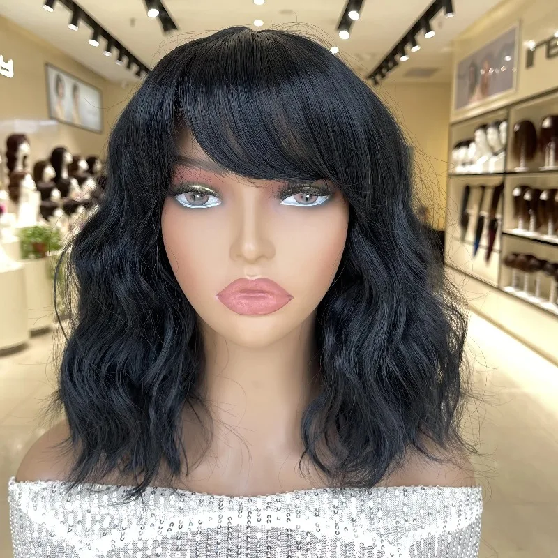 Black Wavy Bob Wig With Bangs 14 Inch Short Bob Curly Natural Hairline Soft Heat Resistant Synthetic Fiber Bangs Wigs
Black Wavy Bob Wig With Bangs 14 Inch Short Bob Curly Natural Hairline Soft Heat Resistant Synthetic Fiber Bangs Wigs
