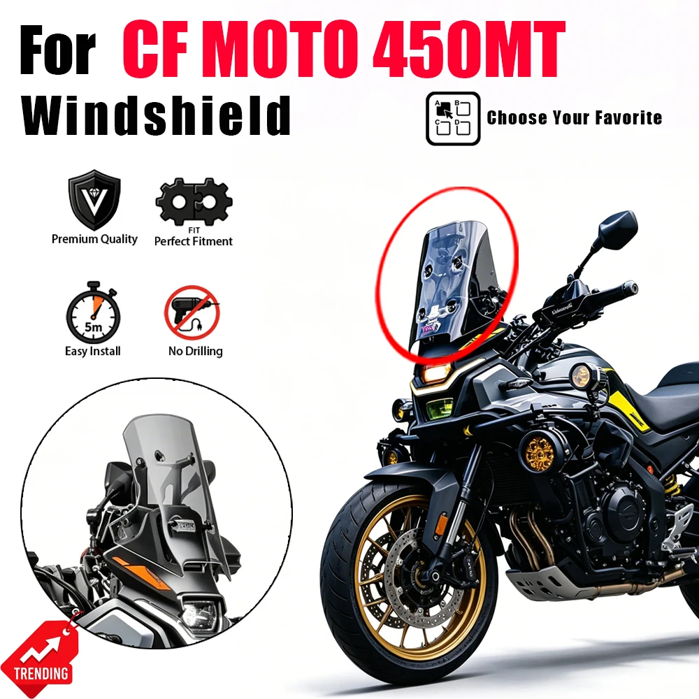 Heightened Clear Front Windshield Chest Guard Modified Accessories for CF MOTO 450MT
Heightened Clear Front Windshield Chest Guard Modified Accessories for CF MOTO 450MT