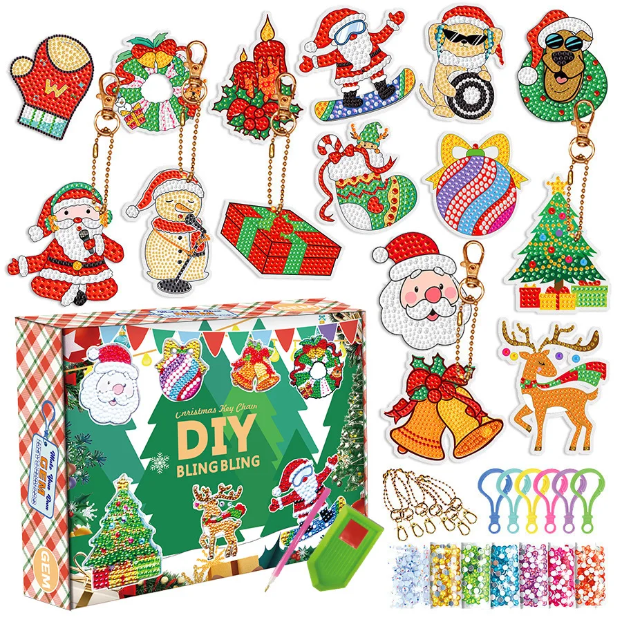 Christmas DIY Bling Bling Diamond Art Keychain Set Cartoon Santa Xmas Tree Stocking Wreath Mosaic Pendant Kit Children Education
Christmas DIY Bling Bling Diamond Art Keychain Set Cartoon Santa Xmas Tree Stocking Wreath Mosaic Pendant Kit Children Education
